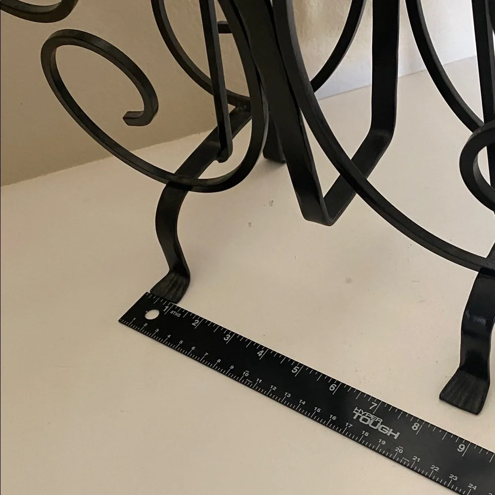 Elegant Black Vintage Wrought Iron Magazine Stand. Butterfly Design.